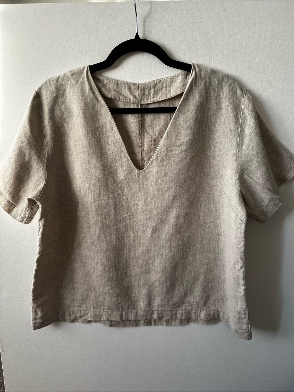 Quinn Natural Linen V-Neck Short Sleeve Tunic